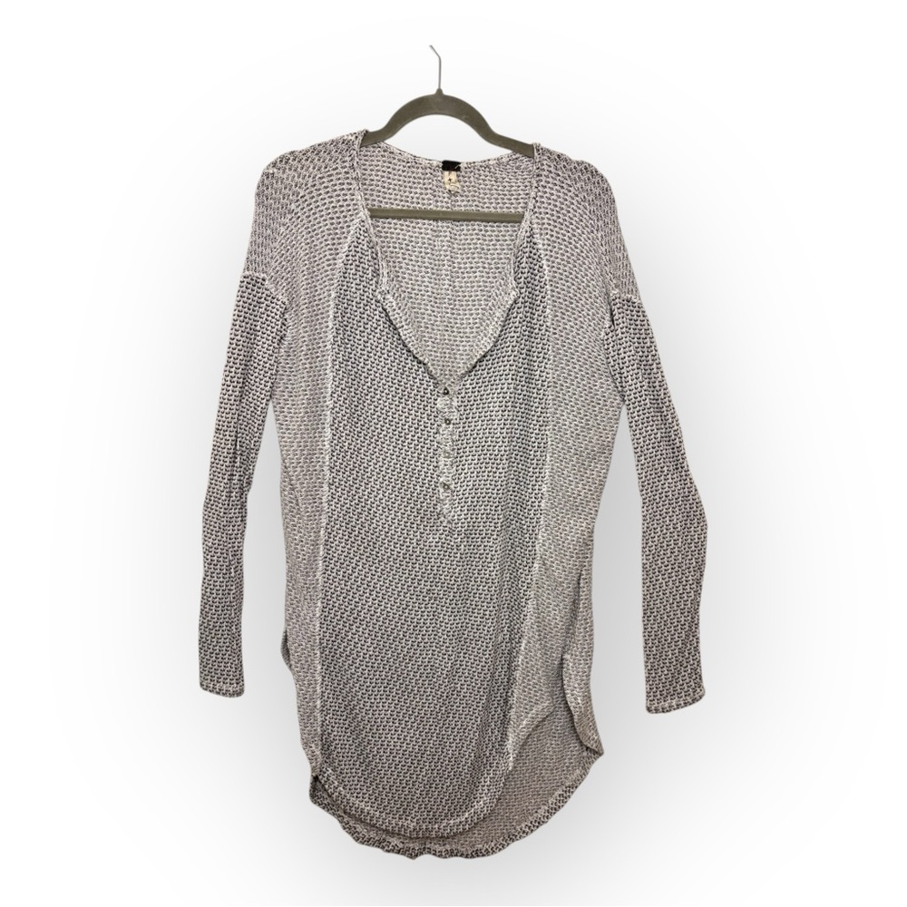 We The Free Gray Long Slouchy Knit Henley Tunic Beach Cover Up Lounge Small